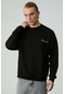 GRIMELANGE  Lazyness Erkek Yuvarlak Yaka 3 İplik Siyah Sweatshirt Siyah
