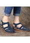 Mavi Kadın Sandalet Yaz Vintage Kama Sandalet Rahat Kesme Boşluk Kadın Ayakkabı Kadın Bayanlar Platformu Retro Sandalias Artı Boyutu