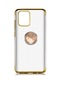 Tecno - Samsung Galaxy Uyumlu A91 S10 Lite - Kılıf Yüzüklü Kenarları Renkli Arkası Şeffaf Gess Silikon - Gold