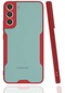 Mutcase - Samsung Uyumlu Galaxy S22 Plus - Kılıf Kenarı Renkli Arkası Şeffaf Parfe Kapak - Kırmızı