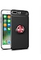 Noktaks - iPhone Uyumlu 8 Plus - Kılıf Yüzüklü Auto Focus Ravel Karbon Silikon Kapak - Kırmızı