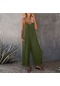 Kadın Yaz Modası Düz Renk Cep Günlük Tulumlar Ordu Yeşili