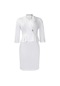 Ikkb Düz Renk Fırfırlı İnce Kadın Büyük Beden Elbise Beyaz