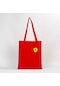 Ferrari Logo Kırmızı Gabardin Bez Çanta