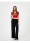 Koton V Yaka Crop Tişört Baskılı Forma Görünümlü Renk Kontrastlı Kırmızı 4sal10768ık