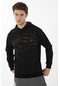 Maraton Sportswear Comfort Erkek Kapşonlu Uzun Kol Basic Siyah Sweatshirt 21010-siyah