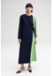 Touche Kontrast Renkli Elbise - Lacivert
