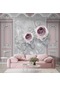 3d Pembe Panel Çiçek Duvar Kağıdı Baskı 1 M²
