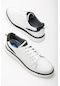 Hakiki Deri Bağcıklı Çift Renk Taban Beyaz Erkek Günlük Casual Ayakkabı-2656-beyaz