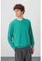 Tommy Life Deniz Yeşili Pamuk Yumuşak Dokulu Standart Fit Basic Erkek Sweatshirt - 88363 Yeşil