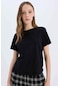 DeFacto Coool Regular Fit Bisiklet Yaka Basic Düz Kısa Kollu Siyah Tişört C3852AX25SMBK81 Siyah