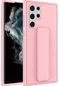 Ekılıf - Samsung Galaxy S22 Ultra Uyumlu Kılıf Mat Koruyucu El Tutacaklı Stand Olabilen Qstand Kapak - Pembe
