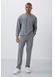 Tommy Life Gri Melanj Kompakt Pamuklu Kalın Pürüzsüz Dokulu O Yaka Comfort Fit Erkek Eşofman Takım -85263 GRİ MELANJ