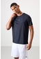 Tommy Life Lacivert Polyester Nefes Alan Dokulu İnce Esnek Standart Fit Erkek Performans T-shirt - 88391 Lacivert