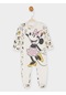 Minnie Mouse Lisanslı Kız Bebek Patikli Tulum 21195-Ekru