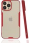Noktaks - İphone 13 Pro Max Uyumlu - Kılıf Kenarı Renkli Arkası Şeffaf Parfe Kapak - Kırmızı