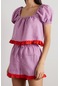 Yazlık Fırfırlı Rayon Şort Takım Mor