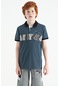 Tommy Life Orman Yeşili Şerit Baskı Detaylı Pola Yaka Standart Kalıp Erkek Çocuk T-shirt - 11162 Yeşil