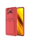 Noktaks - Xiaomi Uyumlu Xiaomi Poco X3 / Poco X3 Nfc / Poco X3 Pro - Kılıf Slayt Sürgülü Kart Bölmeli Kartix Kapak - Kırmızı