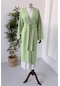 Uzun Kuşaklı Keten Kimono - Su Yeşili