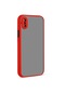 Noktaks - iPhone Uyumlu X - Kılıf Arkası Buzlu Renkli Düğmeli Hux Kapak - Kırmızı