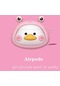 Avokado Sevimli Ördek Airpods Uyumlu 1/2 Nesil Koruyucu Kapak Silikon Bluetooth Kulaklık Kılıfı-pembe