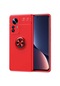 Noktaks - Xiaomi Uyumlu Xiaomi Mi 12 Pro - Kılıf Yüzüklü Auto Focus Ravel Karbon Silikon Kapak - Kırmızı