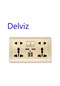 Delviz Usb Şarj Soketi, 2,1a Çift Usb Bağlantı Noktası, Ac 110-250v, 13a Duvara 110-250v Gold Double Socket