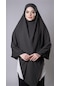 Antrasit Pratik Hazır Geçmeli Tesettür Eşarp Medine İpeği Bağcıklı Sufle Hijab 2301 25