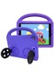 Noktaks - iPad Uyumlu 10.2 9.nesil - Kılıf Araba Tekerlekli Stand Olan Çocuklar İçin Silikon Eva Tablet Kılıfı - Mor