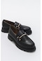Luvishoes Dual Siyah Cilt Kadın Oxford Ayakkabı