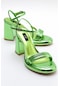 Luvishoes Posse Yeşil Metalik Kadın Topuklu Ayakkabı
