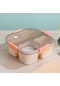 Okul Piknik Gıda Saklama Kabı Kutusu Için Taşınabilir Öğle Yemeği Için Bento Kutusu Bölme Mikrodalga Sızdırmaz Yemek Kabı Ofis-1100Ml Pembe