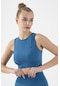 Maraton Active Slimfit Kadın Atlet Yaka Kolsuz Training Mavi Bra 813034-Mavi