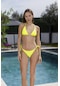 Neon Sarı Boyundan Bağlamalı Üçgen Bikini Takımı-sarı