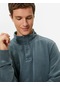 Koton Yıkamalı Sweatshirt Dik Yaka Düğme Detaylı Pamuklu Gri 4wam70346mk