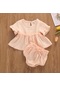 Pembe 2 Adet Bebek Kız Nefes Dantel Kısa Kollu Üst Şort Set Bebekler Yaz Giysileri