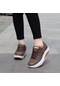 Kahverengi Kj Kadın Ayakkabı Pu Deri Nefes Su Geçirmez Takozlar Platform Ayakkabılar Kadın Spor Ayakkabı Rahat Ayakkabılar