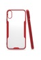 Noktaks - iPhone Uyumlu Xs 5.8 - Kılıf Kenarı Renkli Arkası Şeffaf Parfe Kapak - Kırmızı