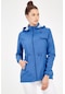 Maraton Sportswear Slimfit Kadın Kapşonlu Uzun Kol Outdoor İndigo Yağmurluk 16972-indigo