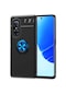 Kilifone - Huawei Uyumlu Nova 9 Se - Kılıf Yüzüklü Auto Focus Ravel Karbon Silikon Kapak - Siyah-mavi