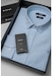 Erkek Mavi Klasik Yaka Kolay Ütülenebilir Pamuklu Slim Fit Özel Kutulu Gömlek/20 Ml Black Parfüm A41y2236