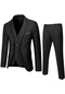 İkkb Erkek İki Düğmeli Damatlık 3 Parçalı Takım Elbise - Siyah