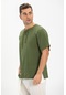 Kısa Kol Şile Bezi Zımbalı Erkek Yazlık Tshirt Açık Haki 3052-açık Haki