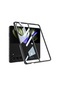 Noktaks - Samsung Galaxy Uyumlu Z Fold 5 - Kılıf Metal Görünümlü Full Camlı Kıpta Kapak - Siyah