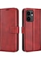 Oppo Reno13 F/ Oppo Reno13 F 5g Stand Kılıfı Çizilmez Buzağı Dokulu Deri Telefon Kapağı - Kırmızı Kirmizi