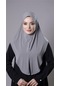 Gri Pratik Hazır Geçmeli Tesettür Eşarp Sandy Kumaş Yırtmaçlı Düz Hijab 2310 15