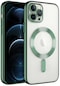 iPhone Uyumlu 11 Pro Max Kılıf Şeffaf Renkli Yumuşak Kamera Lens Korumalı Magsafe Şarj Kapak Demre - Koyu Yeşil