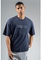 Maraton Sportswear Oversize Erkek Bisiklet Yaka Kısa Kol Basic Açık Lacivert T-shirt 22749-açık Lacivert