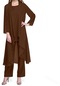 Avrupa Ve Amerikan Yeni Kadın Giyim Düz Renk İnce Taze Gündelik Moda Pantolon Üç Parçalı Takım Kahverengi